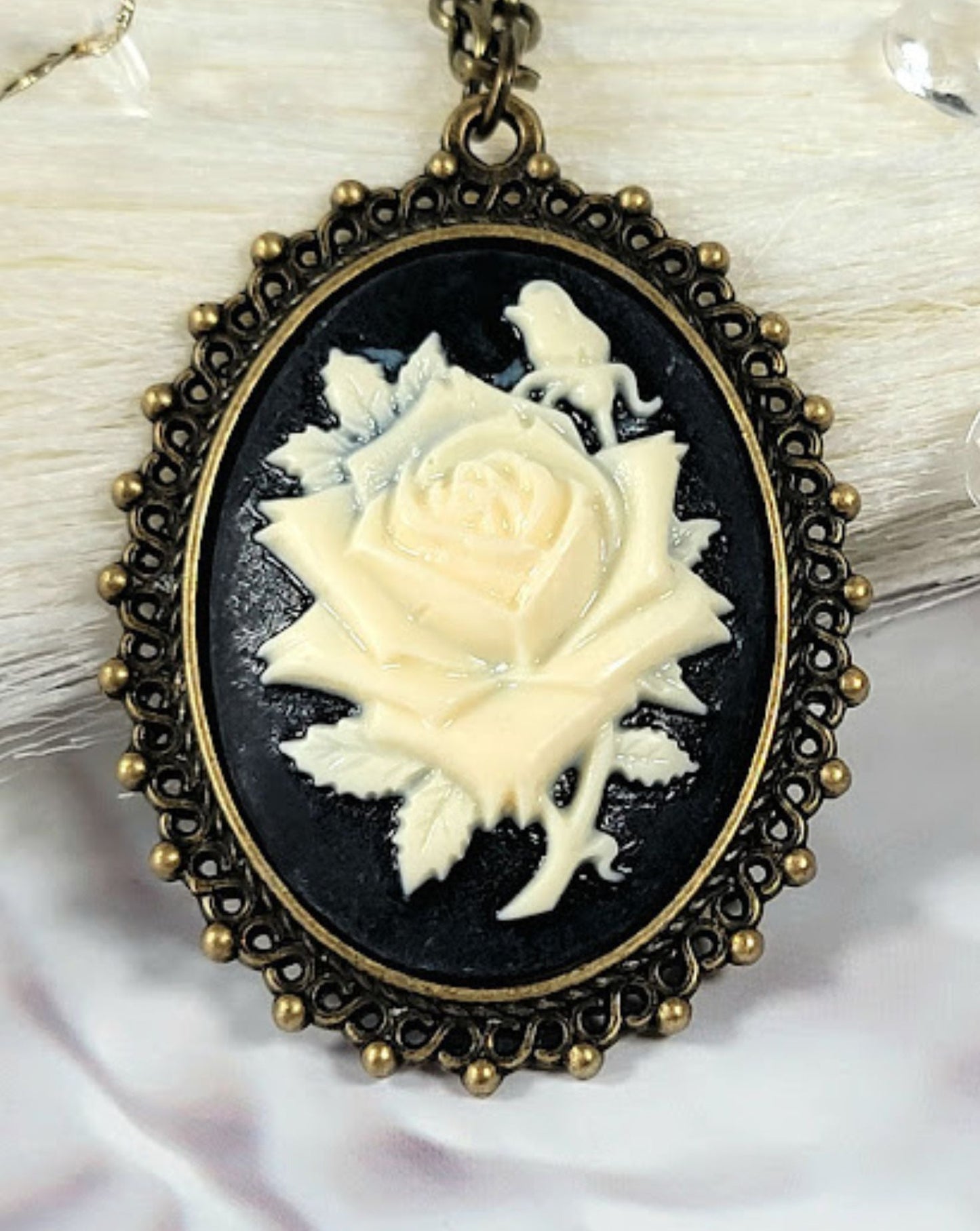 Rose Cameo Necklace, Classic Victorian Theme Pendant, Elegant Evening Gown Accessory, Vintage Inspired Design, Antique Style Jewelry