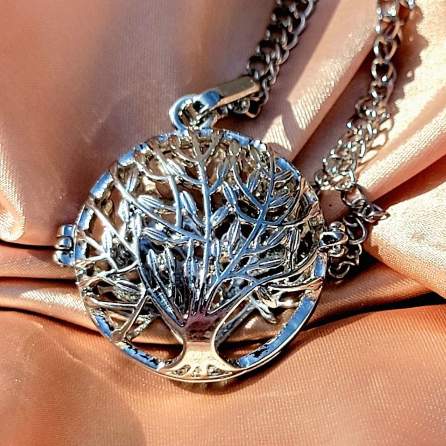 Filigree Tree of Life Locket Necklace, Symbolic Charm, Elegant Accessory