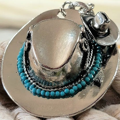 Silver Cowboy Hat Necklace, Western Themed Jewelry, Rugged Charm, Rustic Style Pendant, Perfect Barn Wedding Necklace