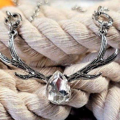 Teardrop Antler Necklace, Wildlife Fashion Pendant, Animal Inspired Accessory, Rustic Chic Design, Deer Hunter Theme, Rustic Chic Charm