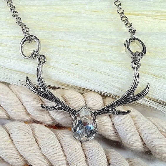 Teardrop Antler Necklace, Wildlife Fashion Pendant, Animal Inspired Accessory, Rustic Chic Design, Deer Hunter Theme, Rustic Chic Charm