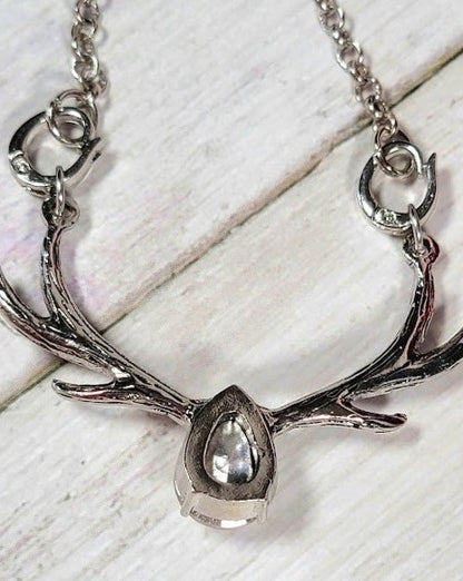 Teardrop Antler Necklace, Wildlife Fashion Pendant, Animal Inspired Accessory, Rustic Chic Design, Deer Hunter Theme, Rustic Chic Charm