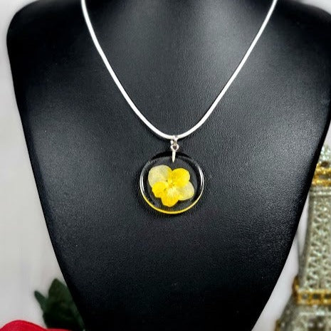 Bright Yellow Flower Necklace, Elegant Floral Jewelry