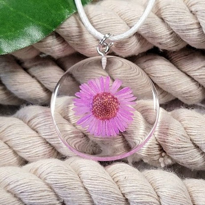 Pink Flower Necklace, Dainty Floral Design Pendant