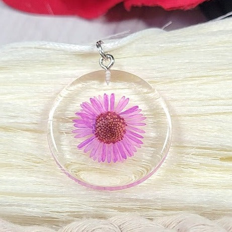 Pink Flower Necklace, Dainty Floral Design Pendant