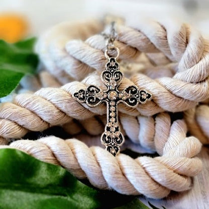 Celtic Silver Cross Necklace, Confirmation Gift, Catholic Crucifix Pendant