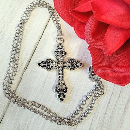 Celtic Silver Cross Necklace, Confirmation Gift, Catholic Crucifix Pendant