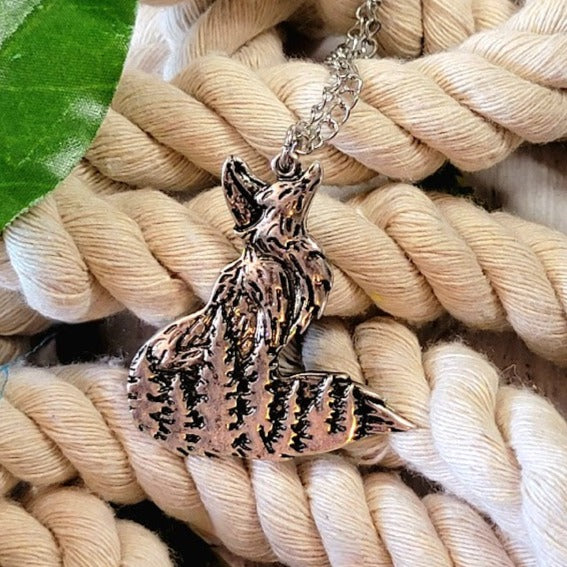 Silver Fox Necklace, Female Vixen Pendant, Kwahn Inspired Charm, Elegant Forest Animal Jewelry, Wilderness Accessory, For the Sexy Woman