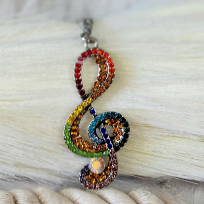 Musical Note Necklace, Musician Gift, Unique Symphonic Pendant, Elegant Iridescent Jewelry