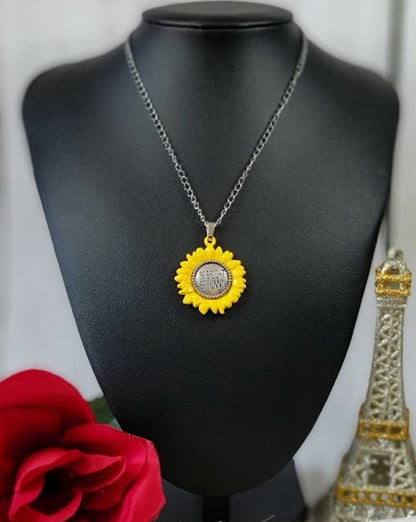 Small Sunflower Necklace, Vibrant Yellow Pendant, Positive Ambiance Charm, Good Morning Sunshine, Be Bright Be Sunny