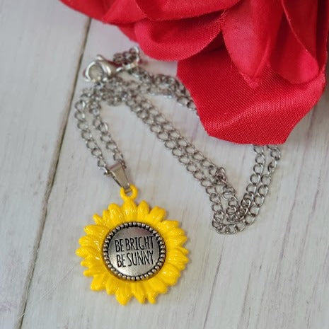 Small Sunflower Necklace, Vibrant Yellow Pendant, Positive Ambiance Charm, Good Morning Sunshine, Be Bright Be Sunny