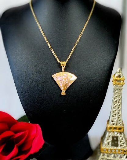 Asian-Inspired Pink Japanese Fan Jewelry for Women