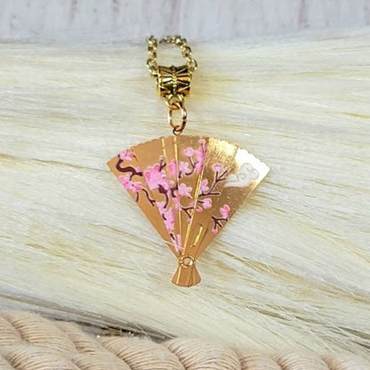 Asian-Inspired Pink Japanese Fan Jewelry for Women