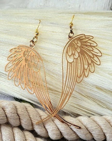 Boucle d’oreille Angel Wings, Long Dangle, Pendentifs symboliques, Cadeau Fashionista, Design filigrane, Bijoux légers élégants, Bijoux spirituels