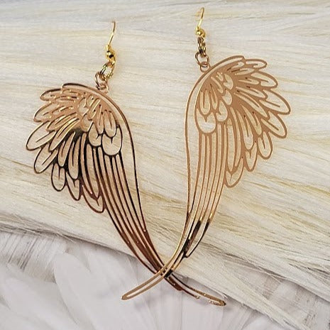 Boucle d’oreille Angel Wings, Long Dangle, Pendentifs symboliques, Cadeau Fashionista, Design filigrane, Bijoux légers élégants, Bijoux spirituels