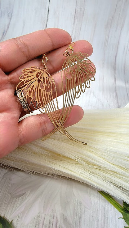 Boucle d’oreille Angel Wings, Long Dangle, Pendentifs symboliques, Cadeau Fashionista, Design filigrane, Bijoux légers élégants, Bijoux spirituels