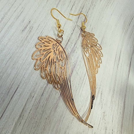 Boucle d’oreille Angel Wings, Long Dangle, Pendentifs symboliques, Cadeau Fashionista, Design filigrane, Bijoux légers élégants, Bijoux spirituels