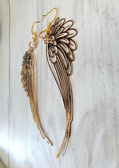 Boucle d’oreille Angel Wings, Long Dangle, Pendentifs symboliques, Cadeau Fashionista, Design filigrane, Bijoux légers élégants, Bijoux spirituels