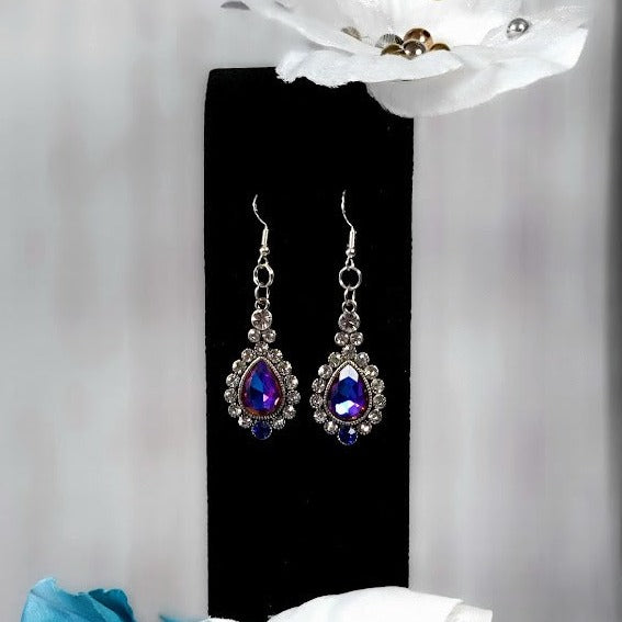 Boucle d’oreille Regal Blue Teardrop, Bijoux de mariage élégants, Accessoire de soirée formelle, Sparkling Dangle, Special Occasion Drop, Bijoux de demoiselle d’honneur