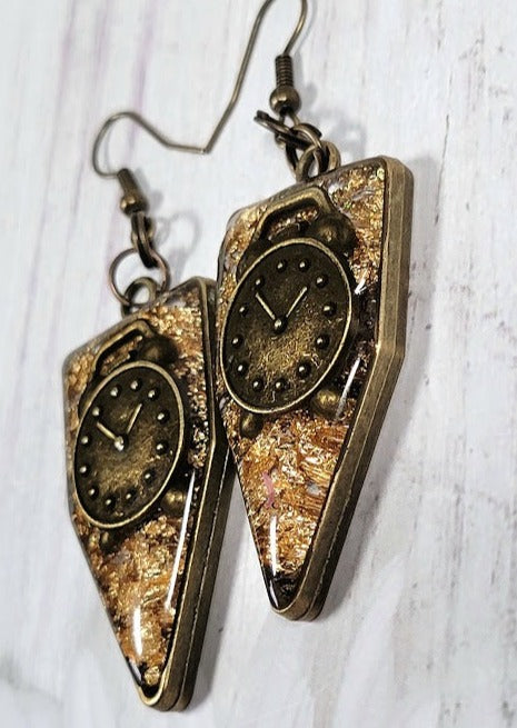 Steampunk Alarm Clock Earring, Industrial Design Dangle, Retro Fashion Accessory, Handmade Mechanic Style Pendant, Custom Made Cosplay