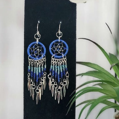 Miniature Dreamcatcher Earrings, Tribal Charm Dangle, Ethnic Inspired Earrings