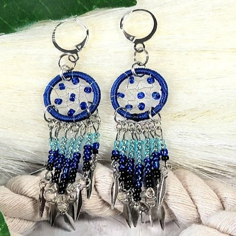 Miniature Dreamcatcher Earrings, Tribal Charm Dangle, Ethnic Inspired Earrings