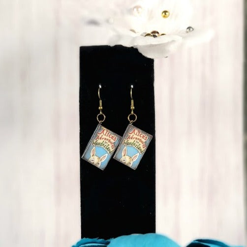 Whimsical Alice's Adventures in Wonderland Book Earrings