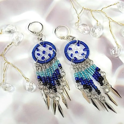 Miniature Dreamcatcher Earrings, Tribal Charm Dangle, Ethnic Inspired Earrings