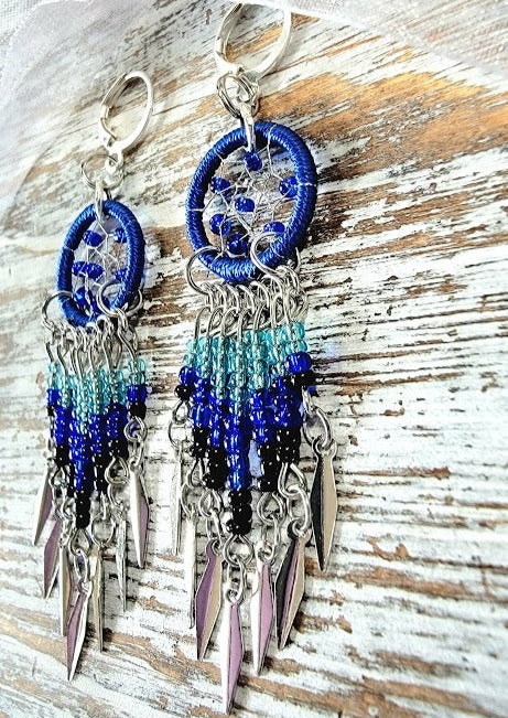 Miniature Dreamcatcher Earrings, Tribal Charm Dangle, Ethnic Inspired Earrings