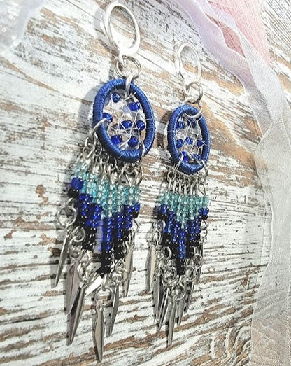 Miniature Dreamcatcher Earrings, Tribal Charm Dangle, Ethnic Inspired Earrings