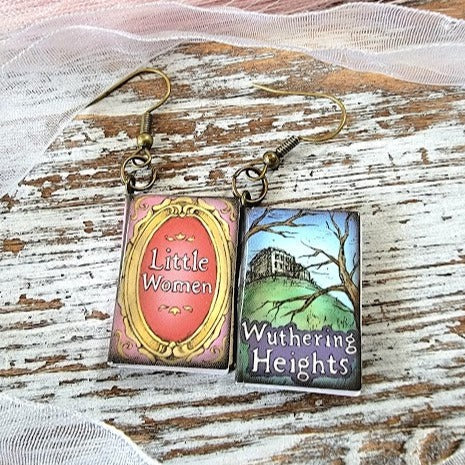 Book Lover Mismatched Earring, Storybook Pendants