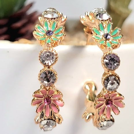 Pendiente de aro de flores de primavera, accesorios de boda en el jardín, diseño elegante y con clase, regalo fashionista, inspirado en la naturaleza, joyería botánica