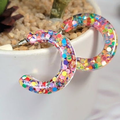 Eye-Catching Confetti Hoop Earrings, Fun & Festive Style Dangle