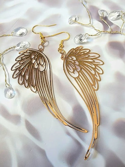 Boucle d’oreille Angel Wings, Long Dangle, Pendentifs symboliques, Cadeau Fashionista, Design filigrane, Bijoux légers élégants, Bijoux spirituels