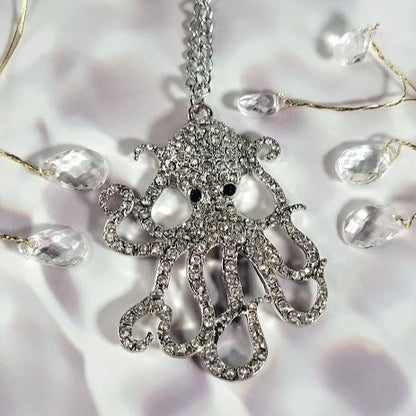 Sparkling Octopus Necklace, Ocean Inspired Pendant