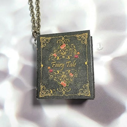 Storybook Theme Necklace, Whimsical Jewelry Accessory, Book Lover Gift, Once Upon A Time Pendant, Literary Jewelry, Librarian Present