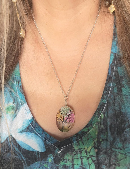 Collier arbre de vie en résine, pendentif inspiré de la nature, amoureux des cadeaux ou des plantes, nouveaux départs, bijoux artisanaux, élégance botanique