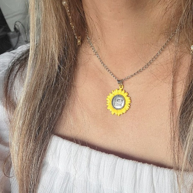 Petit collier de tournesol, pendentif jaune vibrant, ambiance positive, bon soleil du matin, Be Bright Be Sunny, chaîne en acier inoxydable 304