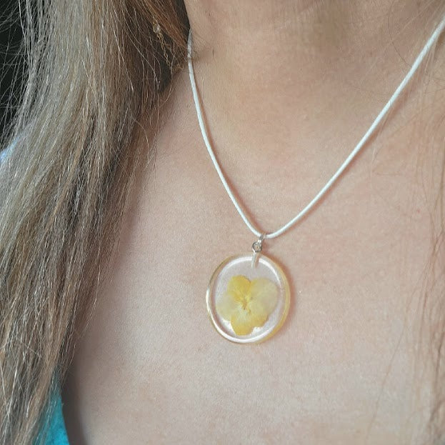 Bright Yellow Flower Necklace, Elegant Floral Jewelry