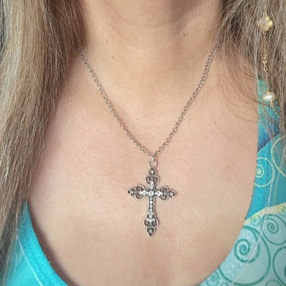 Celtic Silver Cross Necklace, Confirmation Gift, Catholic Crucifix Pendant