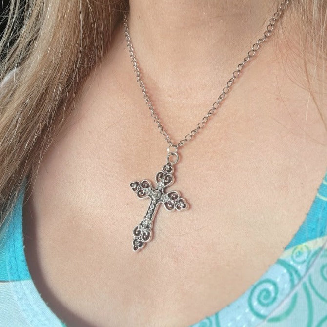 Celtic Silver Cross Necklace, Confirmation Gift, Catholic Crucifix Pendant