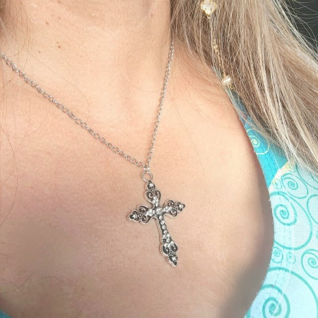 Celtic Silver Cross Necklace, Confirmation Gift, Catholic Crucifix Pendant