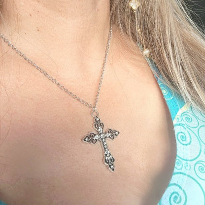 Celtic Silver Cross Necklace, Confirmation Gift, Catholic Crucifix Pendant