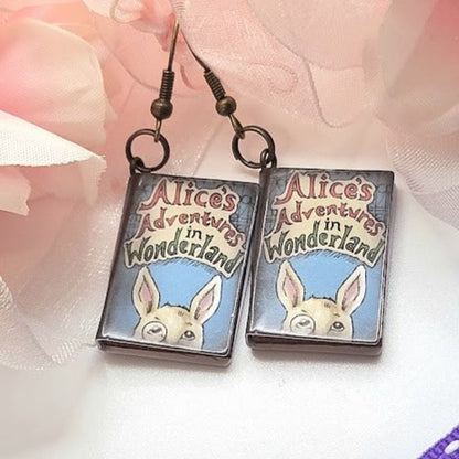 Whimsical Alice's Adventures in Wonderland Book Earrings