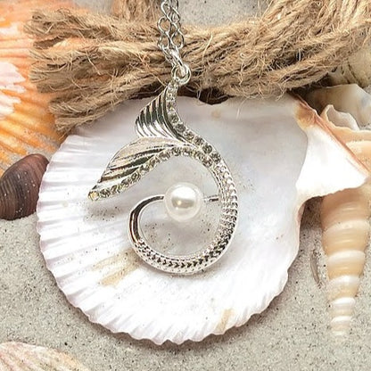 Silver Mermaid Tail Necklace, Fairytale Inspired Pendant, Classy & Dainty Jewelry, Accessory For Beach Lovers, Mythical Being Necklace