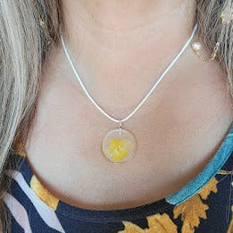 Bright Yellow Flower Necklace, Elegant Floral Jewelry