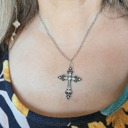 Celtic Silver Cross Necklace, Confirmation Gift, Catholic Crucifix Pendant