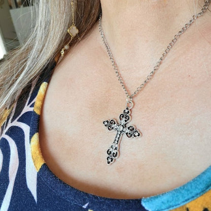 Celtic Silver Cross Necklace, Confirmation Gift, Catholic Crucifix Pendant