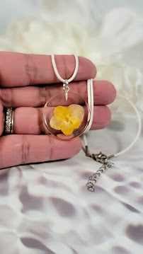 Bright Yellow Flower Necklace, Elegant Floral Jewelry