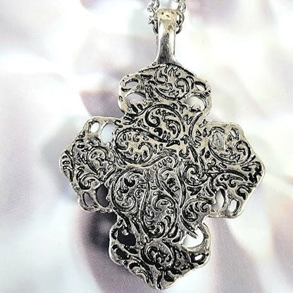 Vintage Themed Floral Cross Necklace, Elegant Jewelry, Special Occasion Pendant, Casual Business to Gala Night, Fashionista Gift, Wedding Accessory